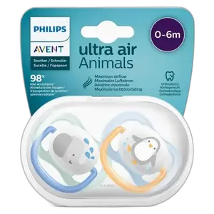Avent Sucette Ultra Air Ortho 0-6m Boy Elep/peng 80/05